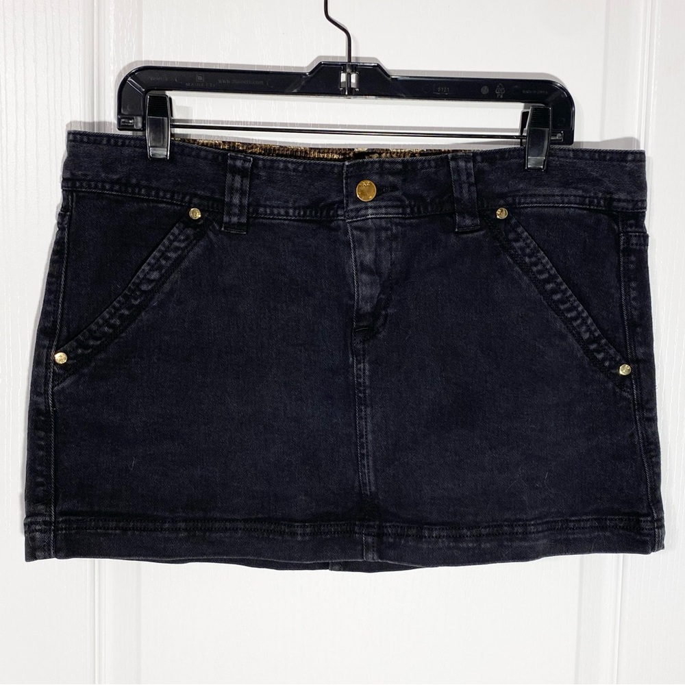 Y2K X2 Low Rise Cargo Mini Denim Jean Skirt Vintage Black Size 12